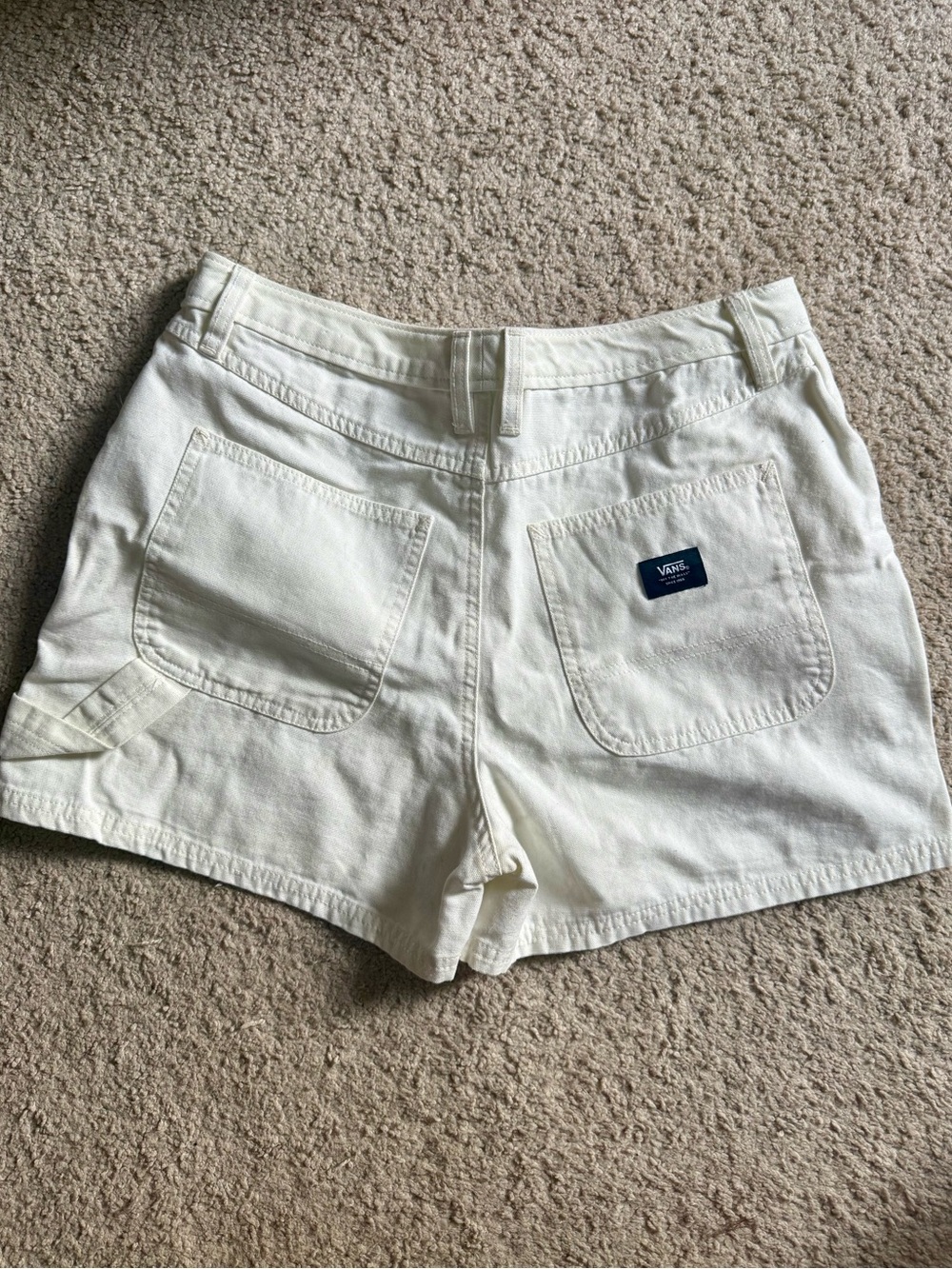 Vans Cream/White Jean Shorts with Back Patch Pocket - Picture 4 of 5